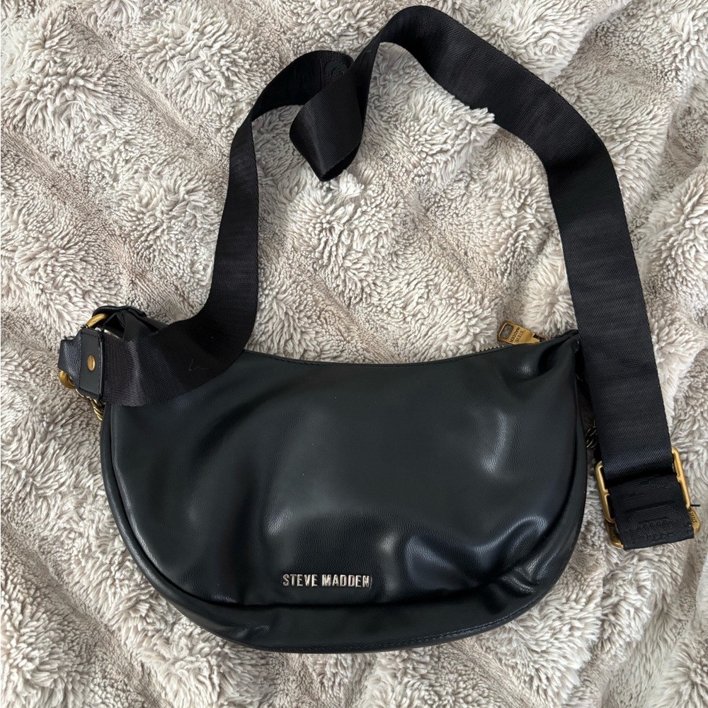 Steve Madden Black Crossbody Bag with Gold Details